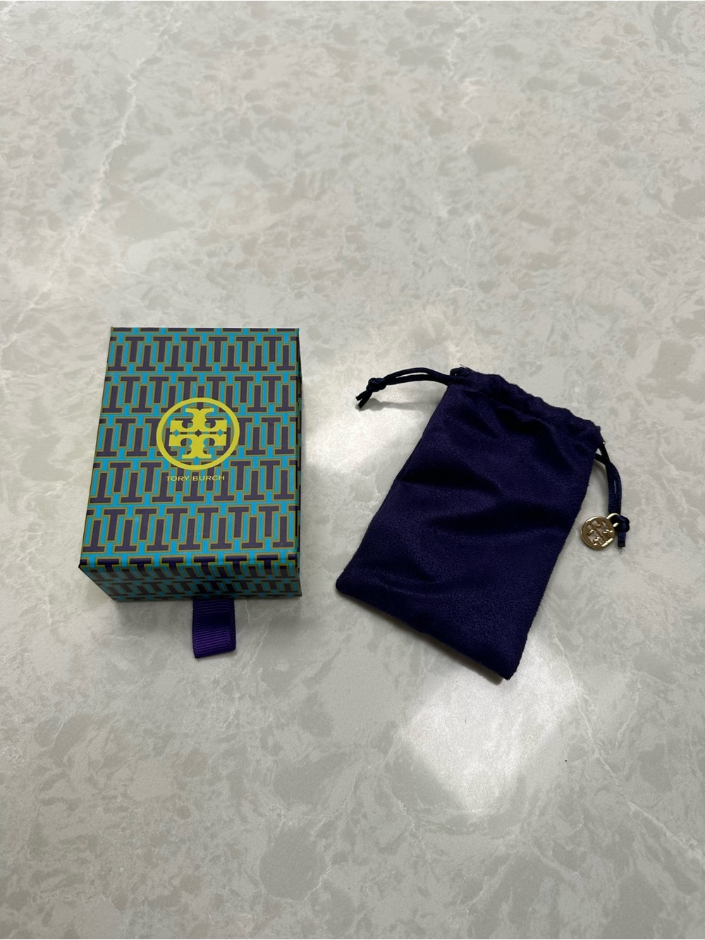 Tory Burch Jewelry Pouch with Signature Box - Teal & Navy